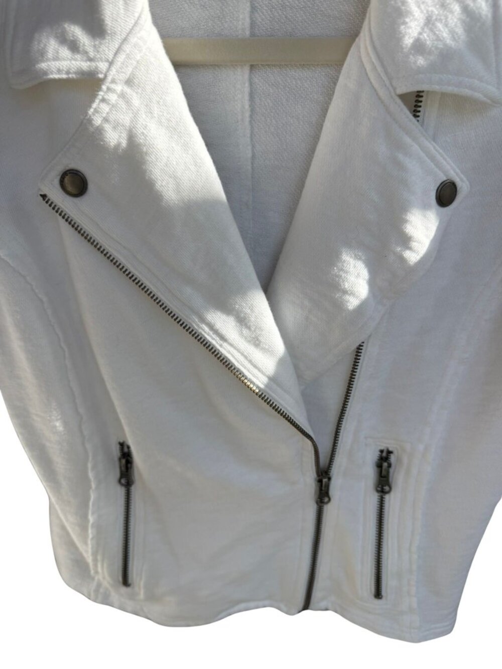 Aeropostale White Moto Sweatshirt Jacket 🤍 Size M - Picture 3 of 6